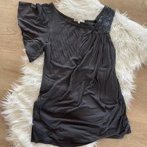 Dark grey Top with jewel beading shoulder detail